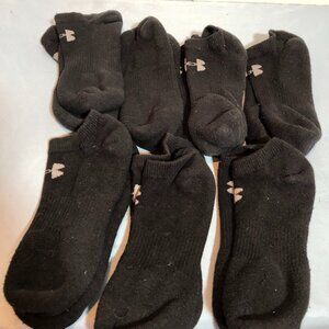LOT of 7 Mens Black UNDER ARMOUR No Show Socks #F73